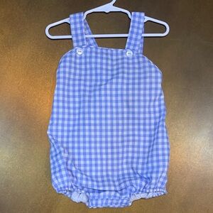 Southern Sunshine Kids Blue and White Gingham Romper